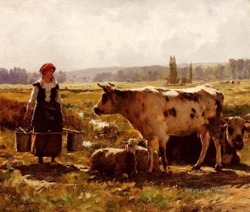 動物 Painting - ラ・レティエールの農場生活 リアリズム ジュリアン・デュプレ